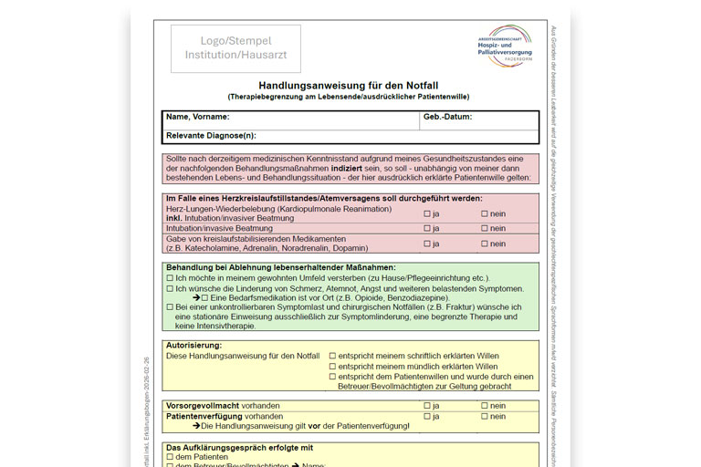 Handlungsanweisung für den Notfall